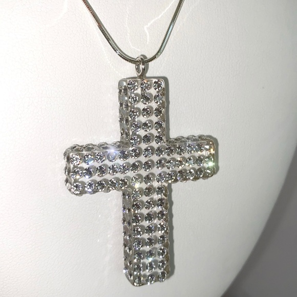 Acrylic Crystal Cross Necklace Embellished With Genuine“Crystal Stone Elements” - Picture 6 of 13